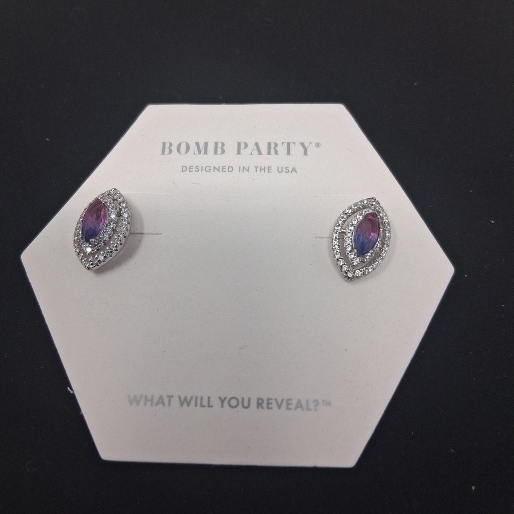 Bomb Party Sterling Club RBP5477 Bi-Color Tourmaline .925 Sterling Earrings